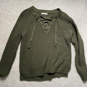 Lace up sweater